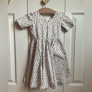 Alice + Ames short sleeve ballet dress in ivory dot print, girls size 6